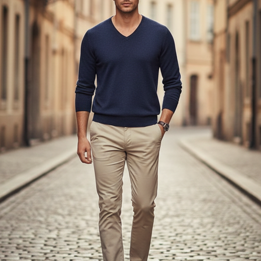 Sweater V Neck Long Sleeve Men