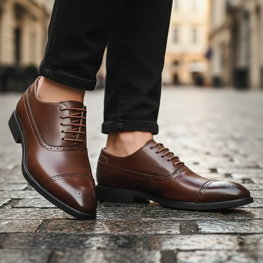 Dress Shoes Cap Toe Leather Men