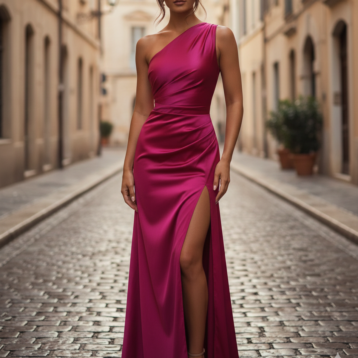 Evening Dress One Shoulder Maxi Women