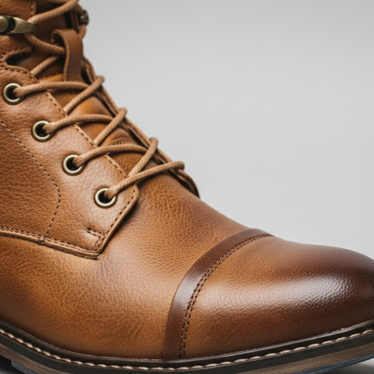 Mens orthopedic leather boots lace up ankle