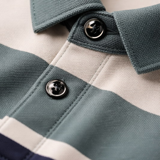 Polo Shirt Short Sleeve Striped Casual Men