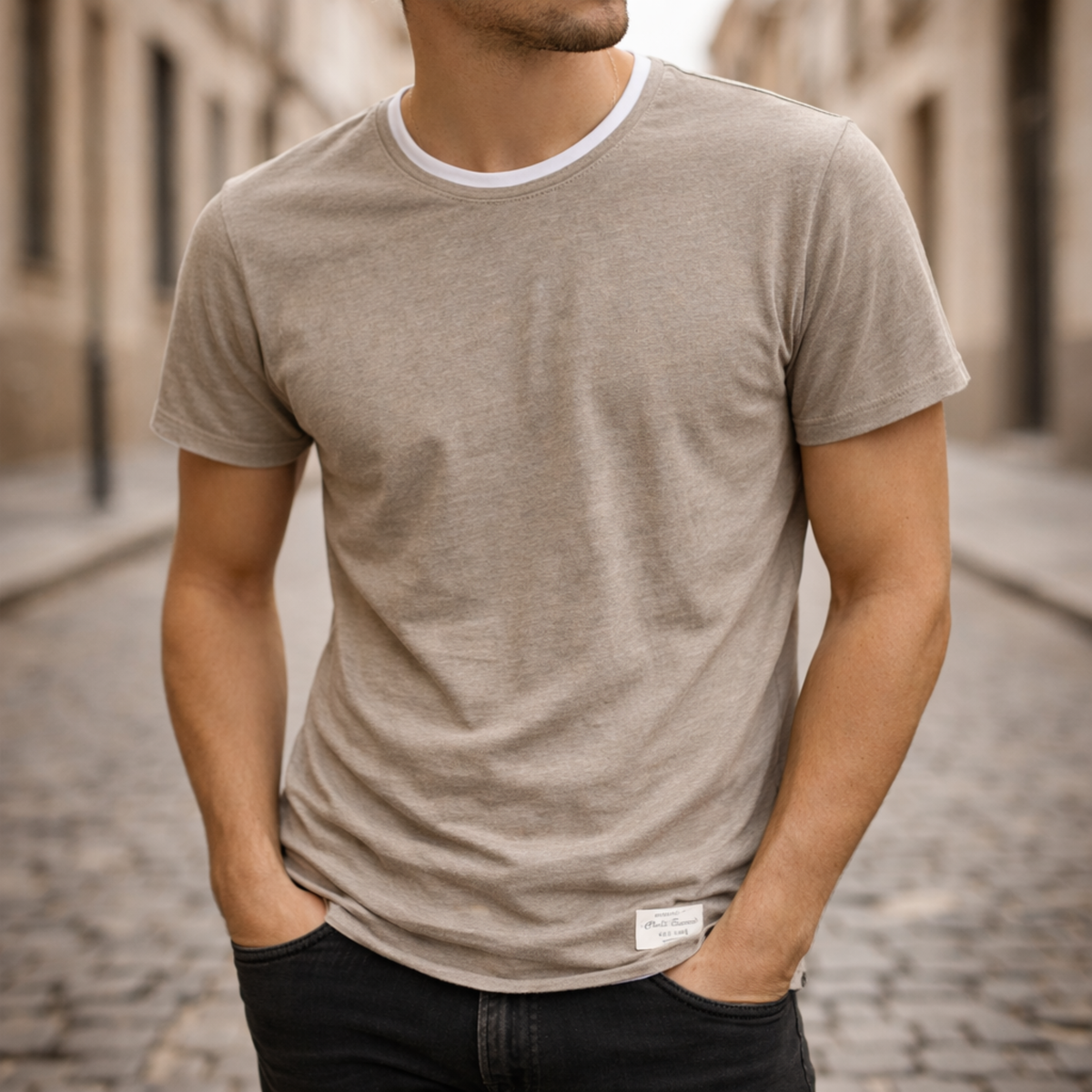 Cotton T Shirt Short Sleeve Crew Neck Men
