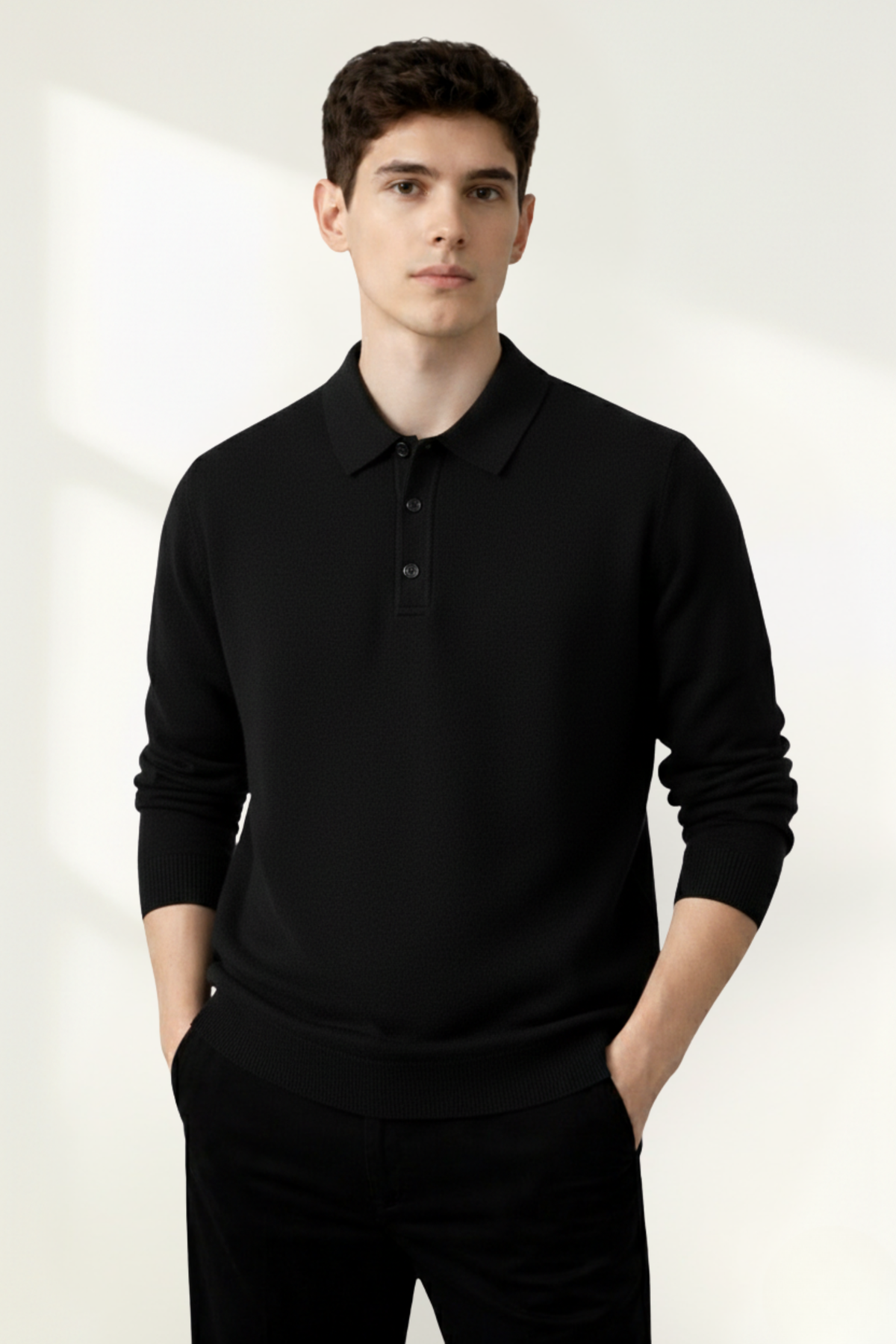 Suéter de punto tipo polo para hombres