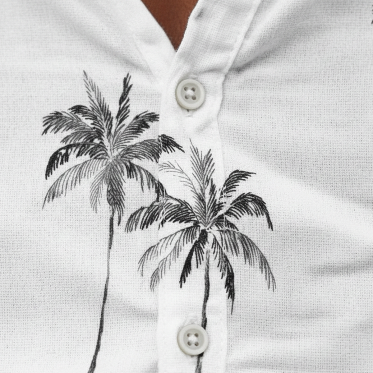 Camisa de Manga Corta con Estampado de Palmas para Hombre