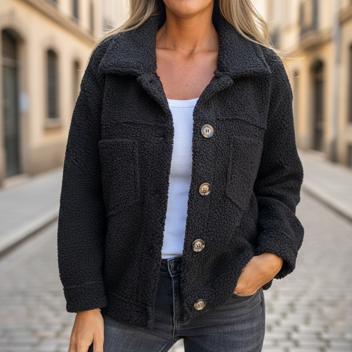 Chaqueta de Otoño para Mujeres con Botones y Manga Larga