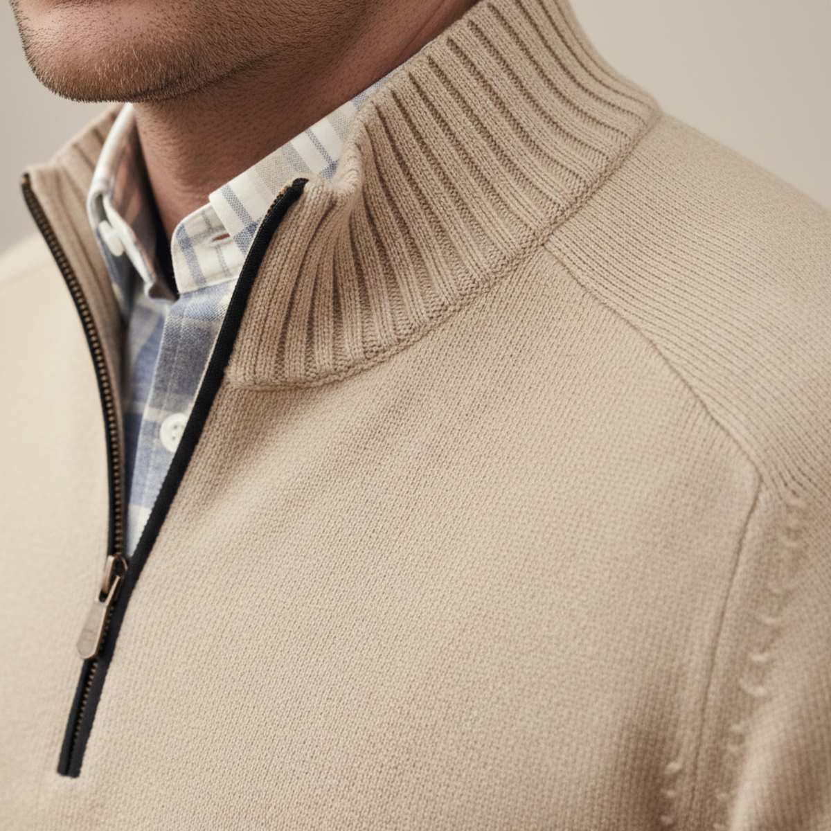 Chaqueta de punto invernal nórdica para hombres con cremallera frontal