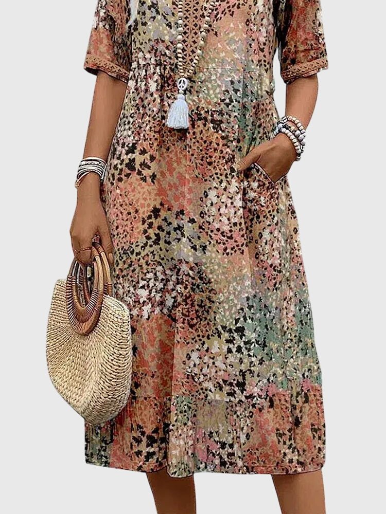 Ada | Women's Elegant Floral Midi Dress Lifestyle