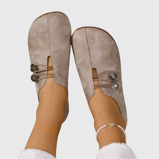 Brielle | Women's Daily Comfort Slip-Ons Bronze Button Detail Front