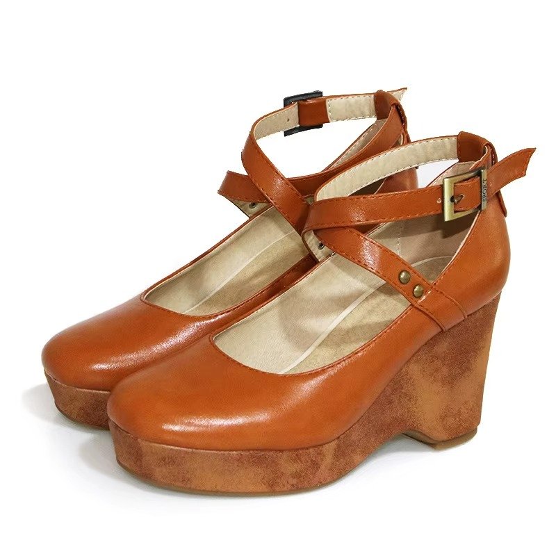Celestine | Women's Chunky Platform Mary Jane Wooden Block Heels Angle