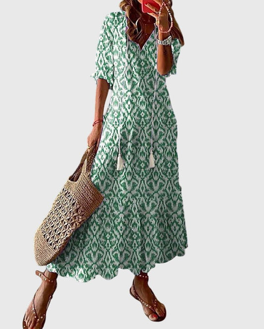 Faye | Women's Elegant Pleated Maxi Dress Front