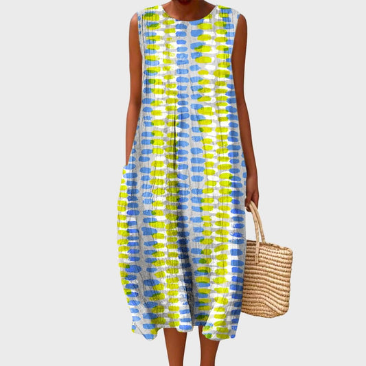 Florinda | Women's Comfortable Plaid Midi Dress Front