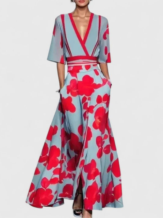 Isadora | Women's Floral Elegant Maxi Dress Front