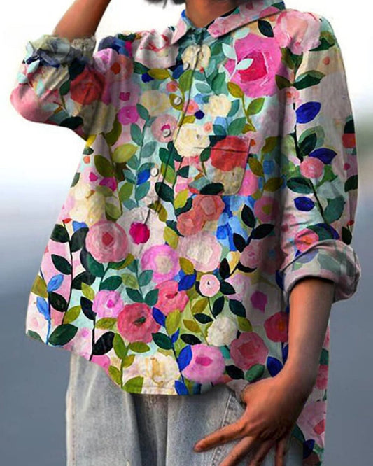Isadora | Women's Watercolor Floral Blouse Front