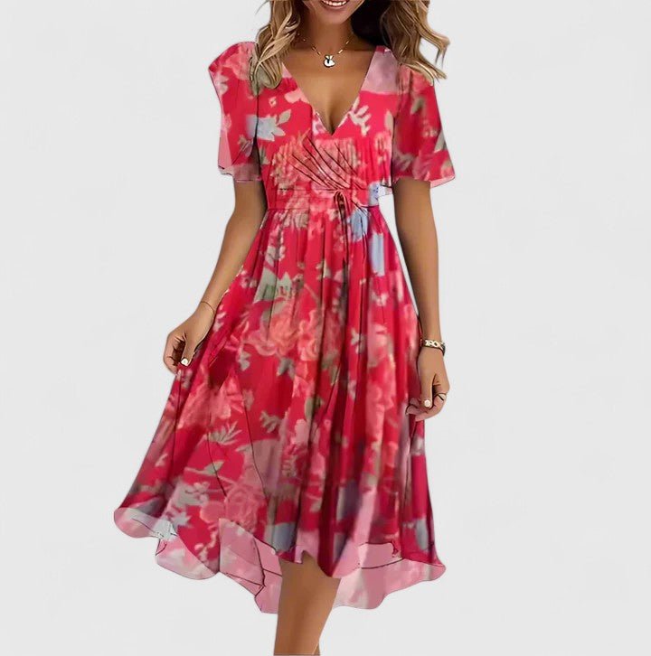 Lorianne | Women's Elegant Short Dress Floral High-Low Angle