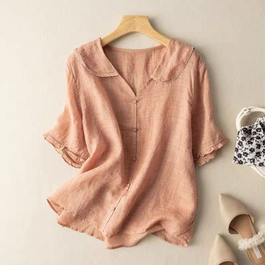 Ophelia | Women's Vintage Button Detail Blouse Front