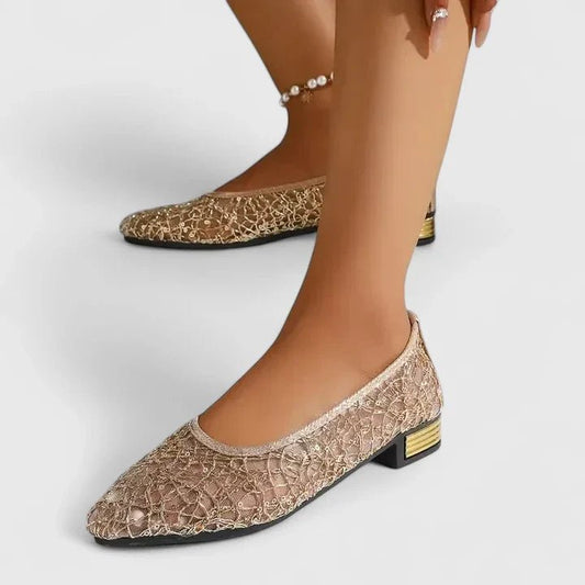 Orelle | Women's Orthopedic Gold Overlay Slip-On Shoes Front