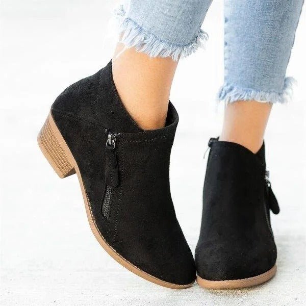 Orthella | Women's Side Zipper Orthopedic Heel Boots Close Up