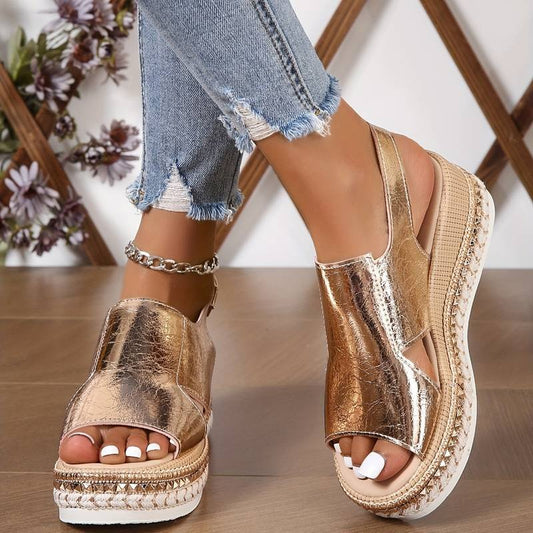 Ruby | Women's Metallic Orthopedic Sandals Front