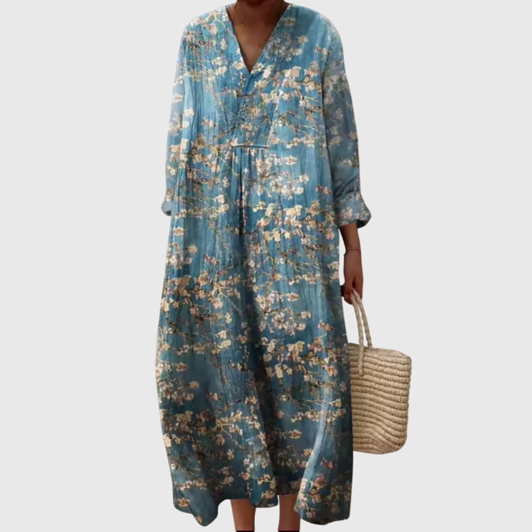 Séline | Women's Geometric Patchwork Maxi Dress Angle