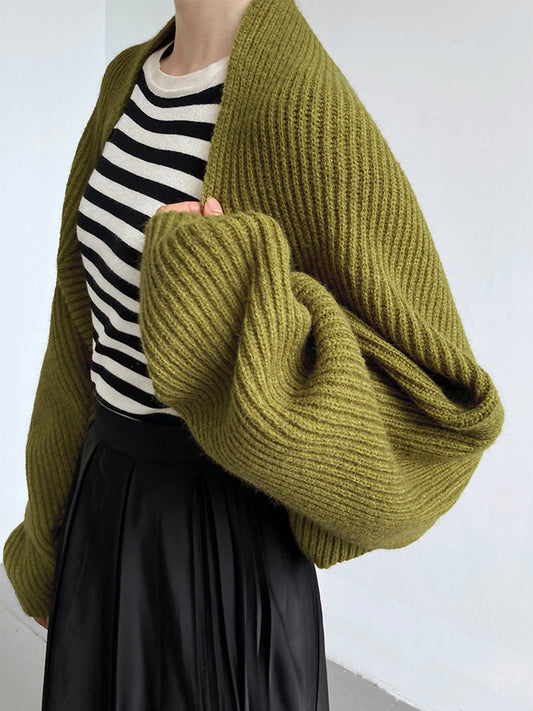 Solid Open-Front Shrug Sweater Front