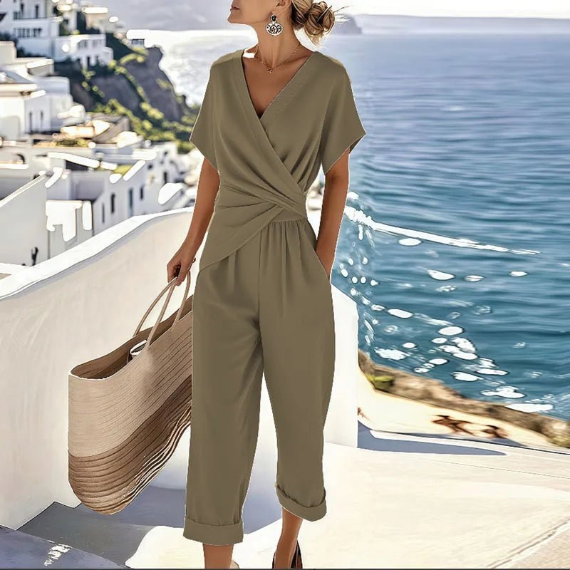 Valentina | Women's Elegant Wrap Front Two-Piece Set Detail