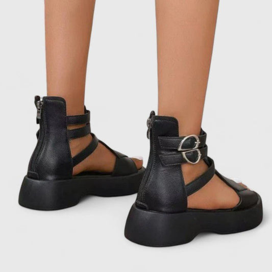 Valmira | Women's Orthopedic Double Buckle Platform Sandals Front