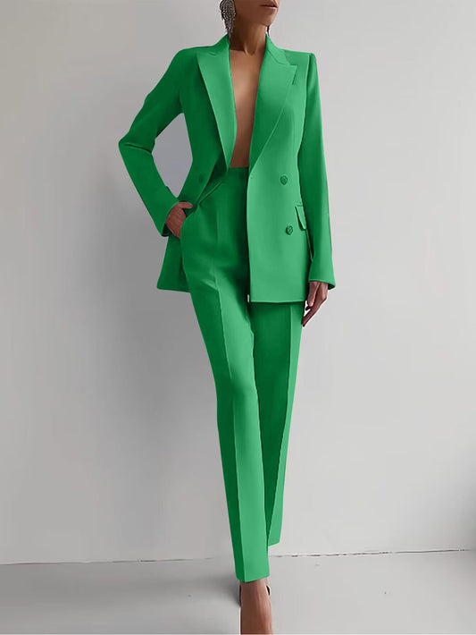 Vivelle | Women's Elegant Plunge-Neck Tailored Suit Front