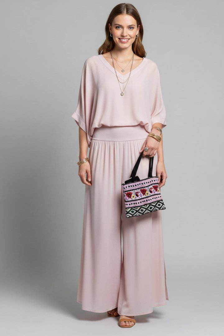 Wivaine | Women's Chiffon Batwing Wide-Leg Set View 13