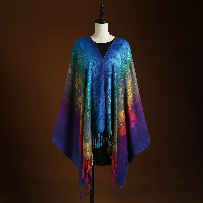Wren | Peacock Boho Wrap Shawl Side