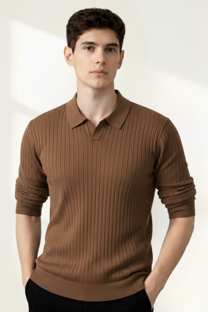 Pull polo en tricot côtelé pour homme