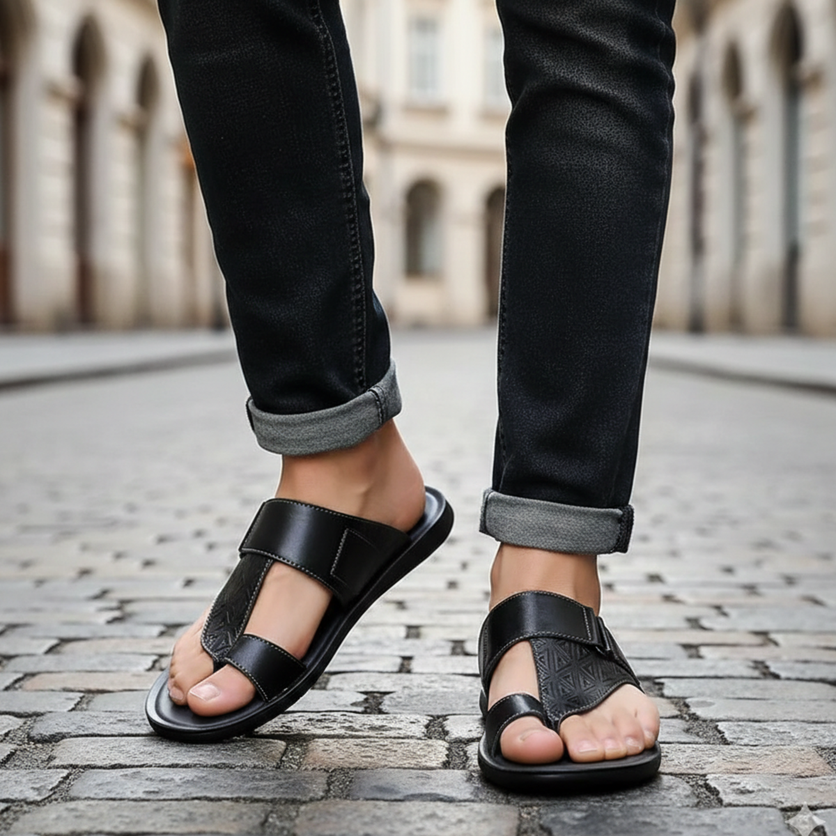 Sandales d'été à bout ouvert à enfiler pour hommes