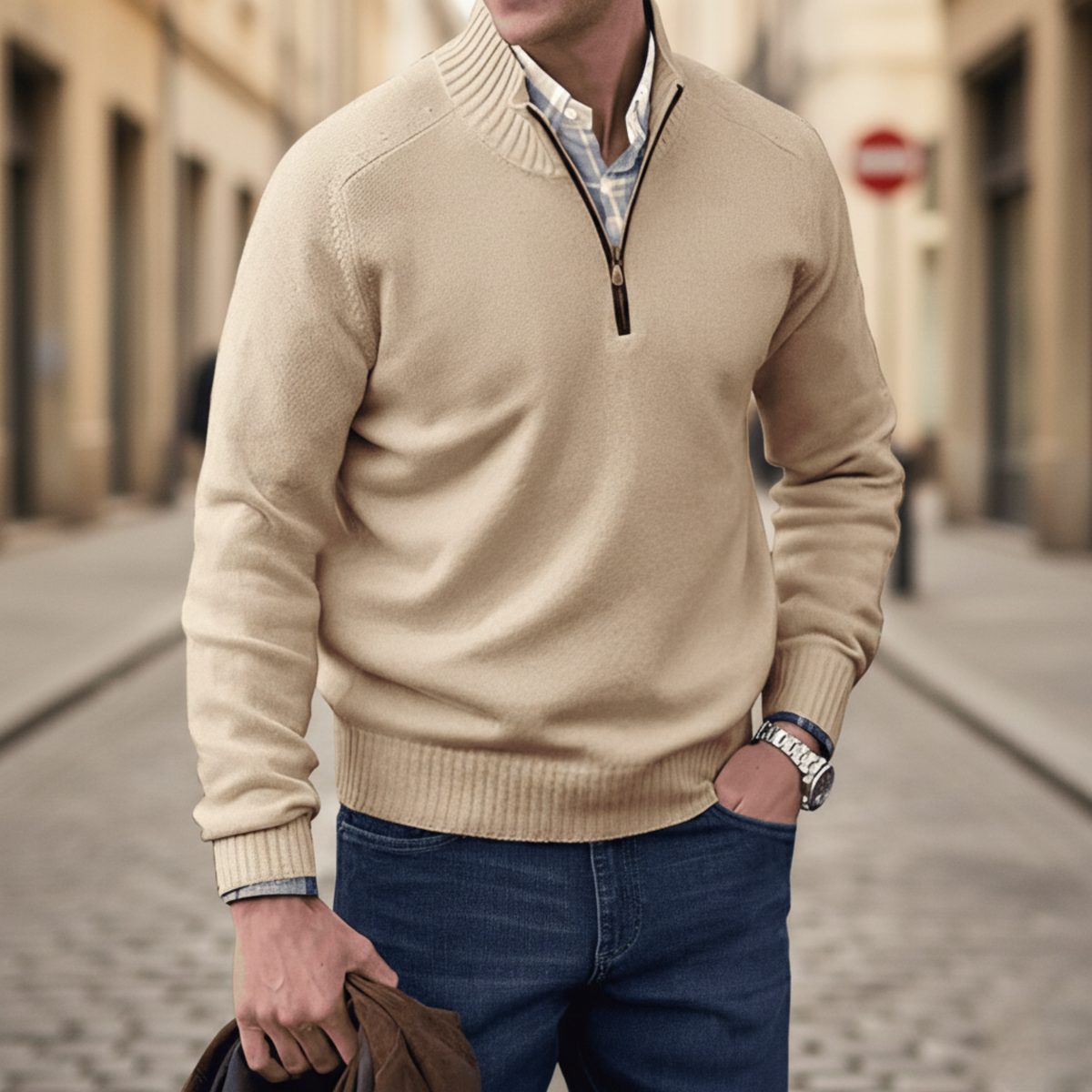 Men’s Quarter-Zip Knit Sweater