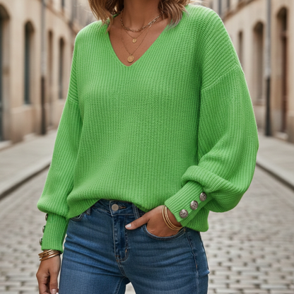 Knit Pullover V Neck Women Casual