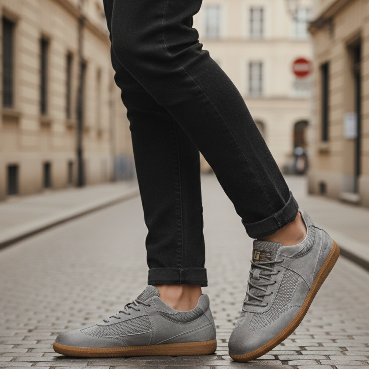 Zapatillas de cuero con cordones, calzado casual para hombres