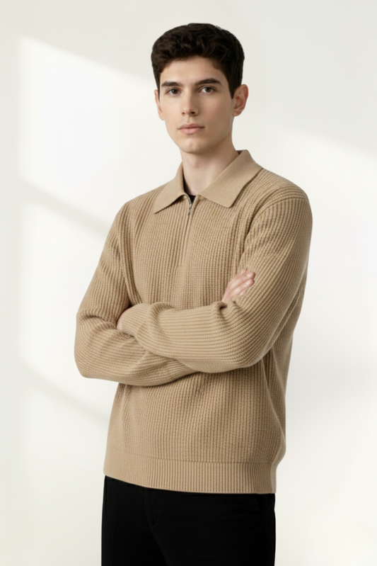 Men’s  Knit Quarter-Zip Polo Sweater