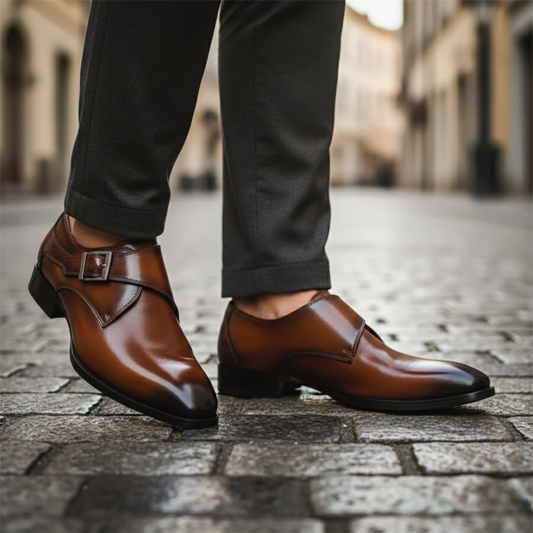 Men's Dress Shoes Single Monk Strap Classic Formal Style
