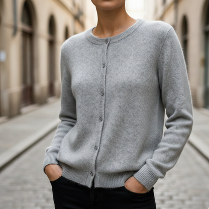 Cardigan femme à boutons, tricoté, manches longues