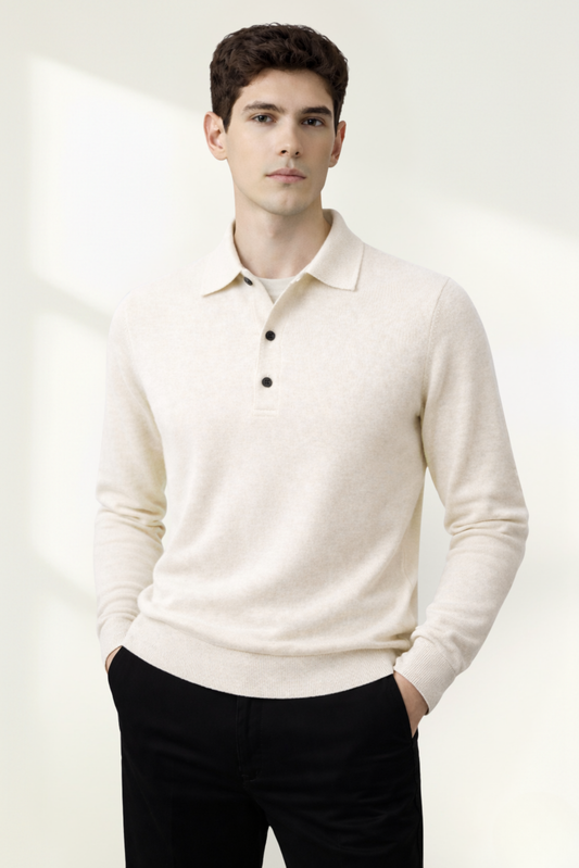 Men’s Long Sleeve Knit Polo Sweater