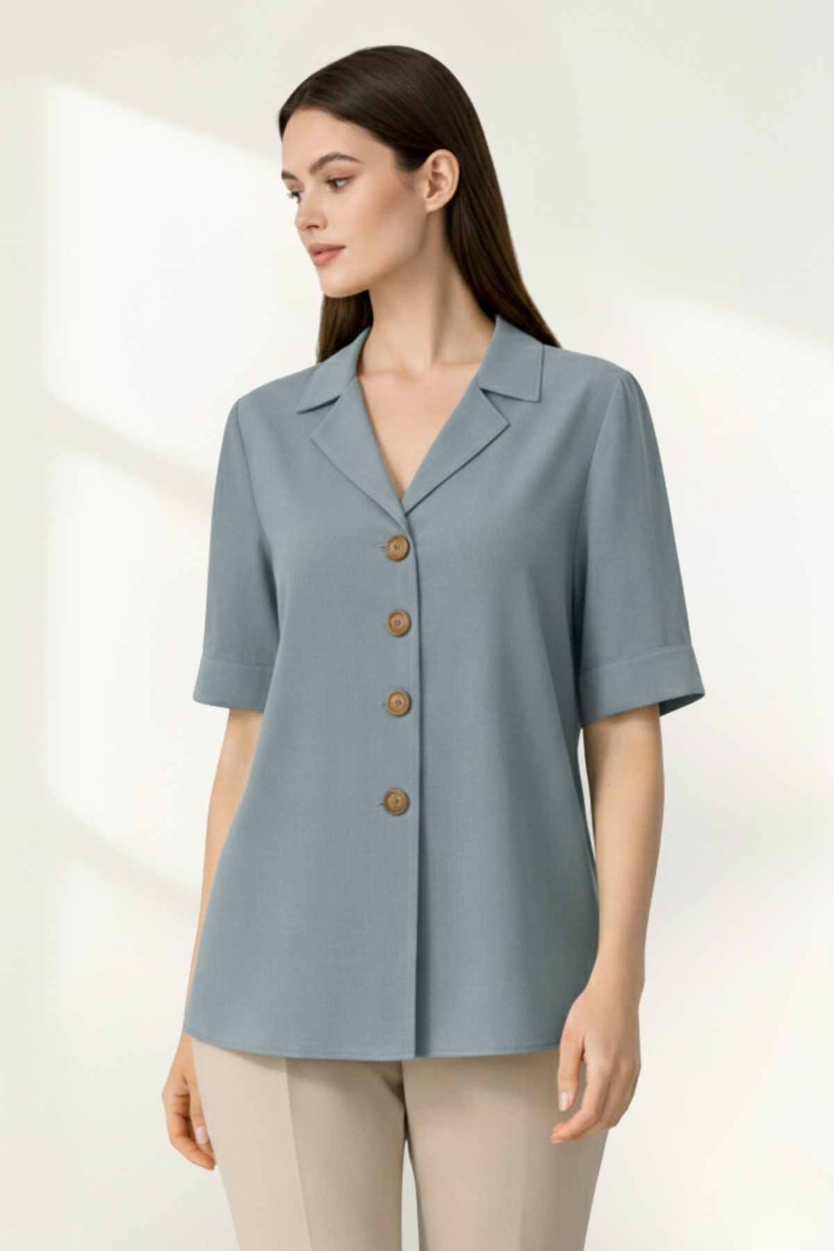 Women’s Button-Front Short-Sleeve Blouse