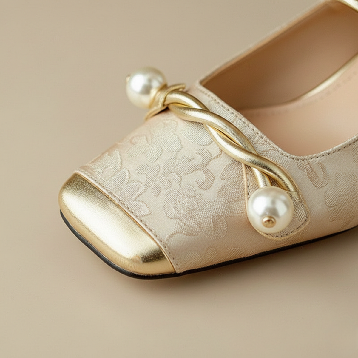Square Toe Heels Floral Embossed Block Heel Strap Women