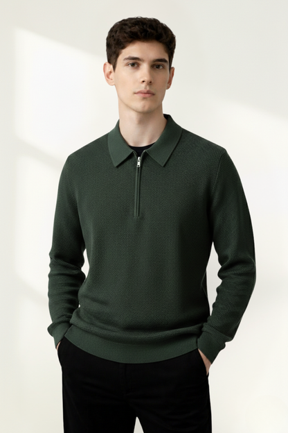 Pull polo pour homme à demi-fermeture éclair