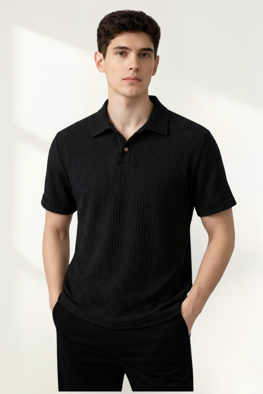 Men’s Waffle-Knit  Polo Shirt