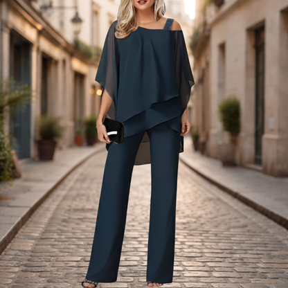 Chiffon Set Women Evening Two Piece Elegant