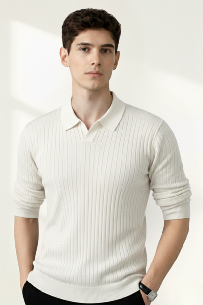 Pull polo en tricot côtelé pour homme