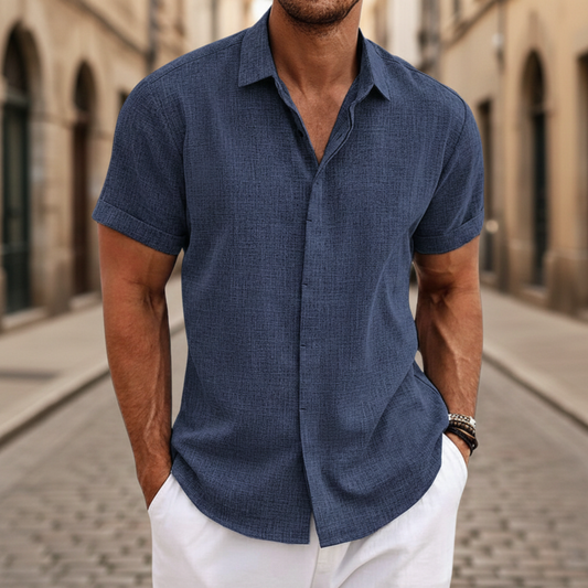 Men's Shirt with Short Sleeve Button Front