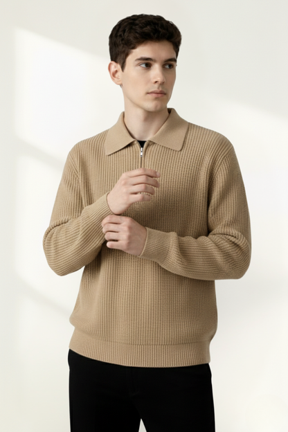 Men’s  Knit Quarter-Zip Polo Sweater