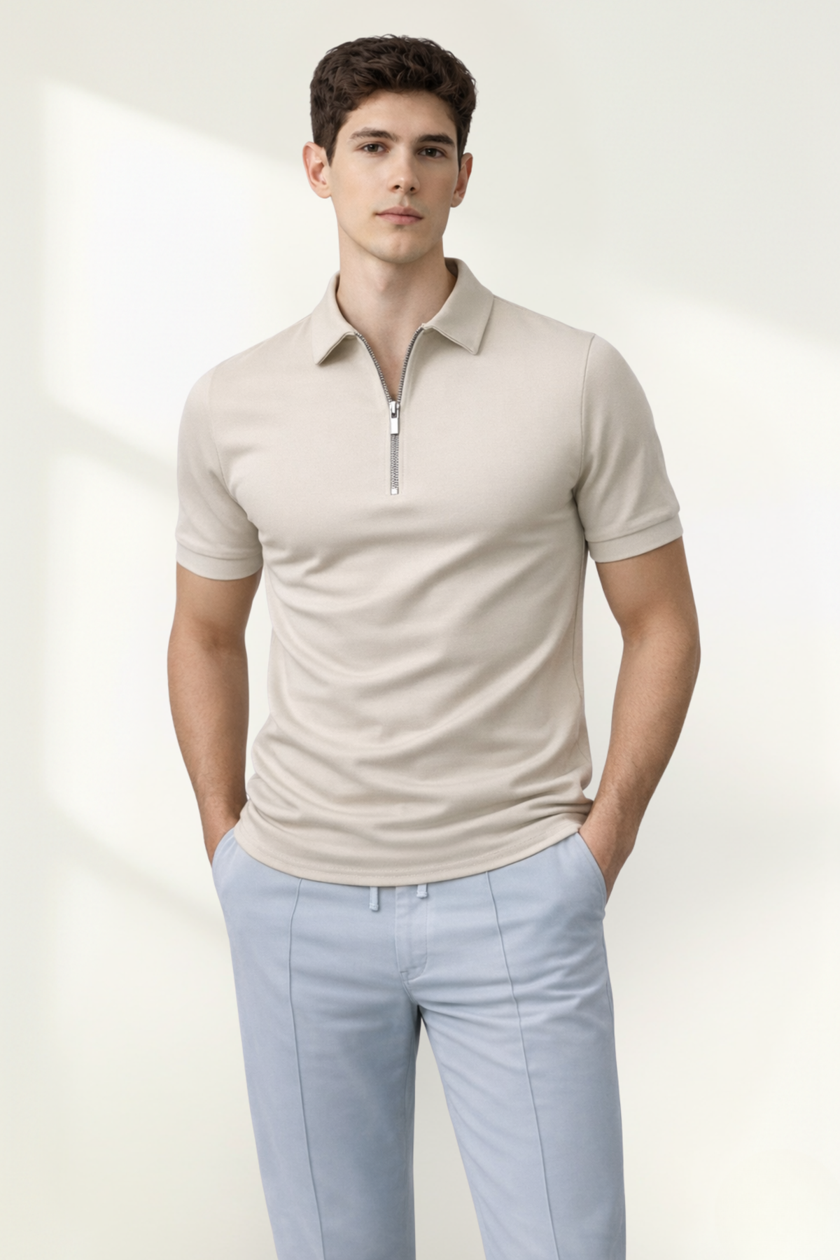 Polo à fermeture éclair pour homme