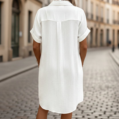 Casual Button-Down Shirt Dress with Pockets
