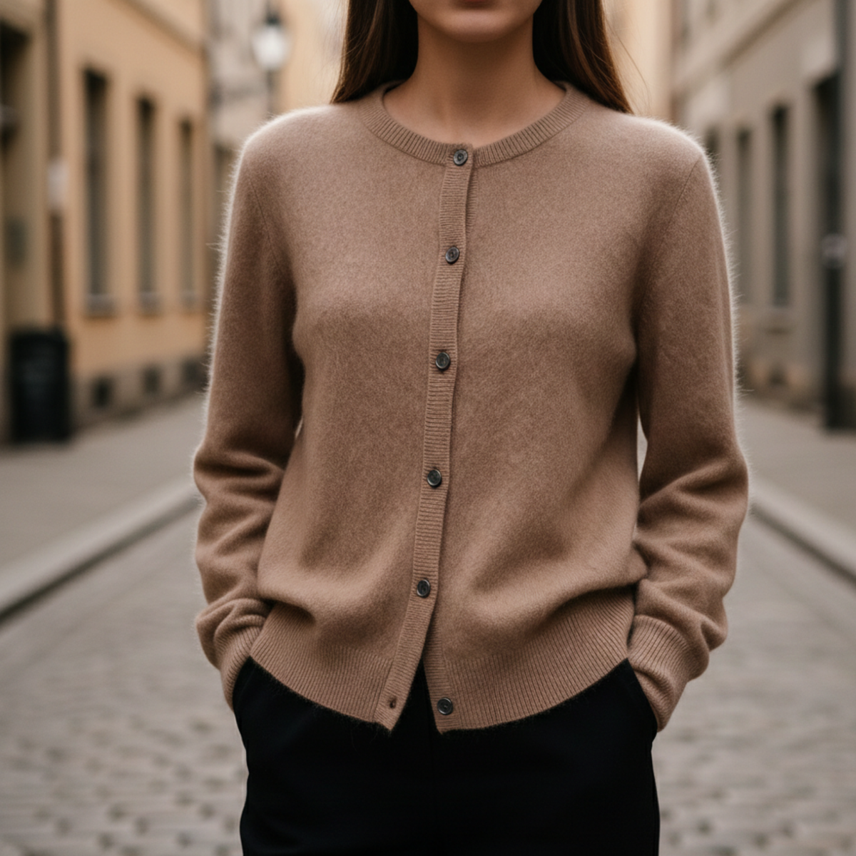 Cardigan femme à boutons, tricoté, manches longues