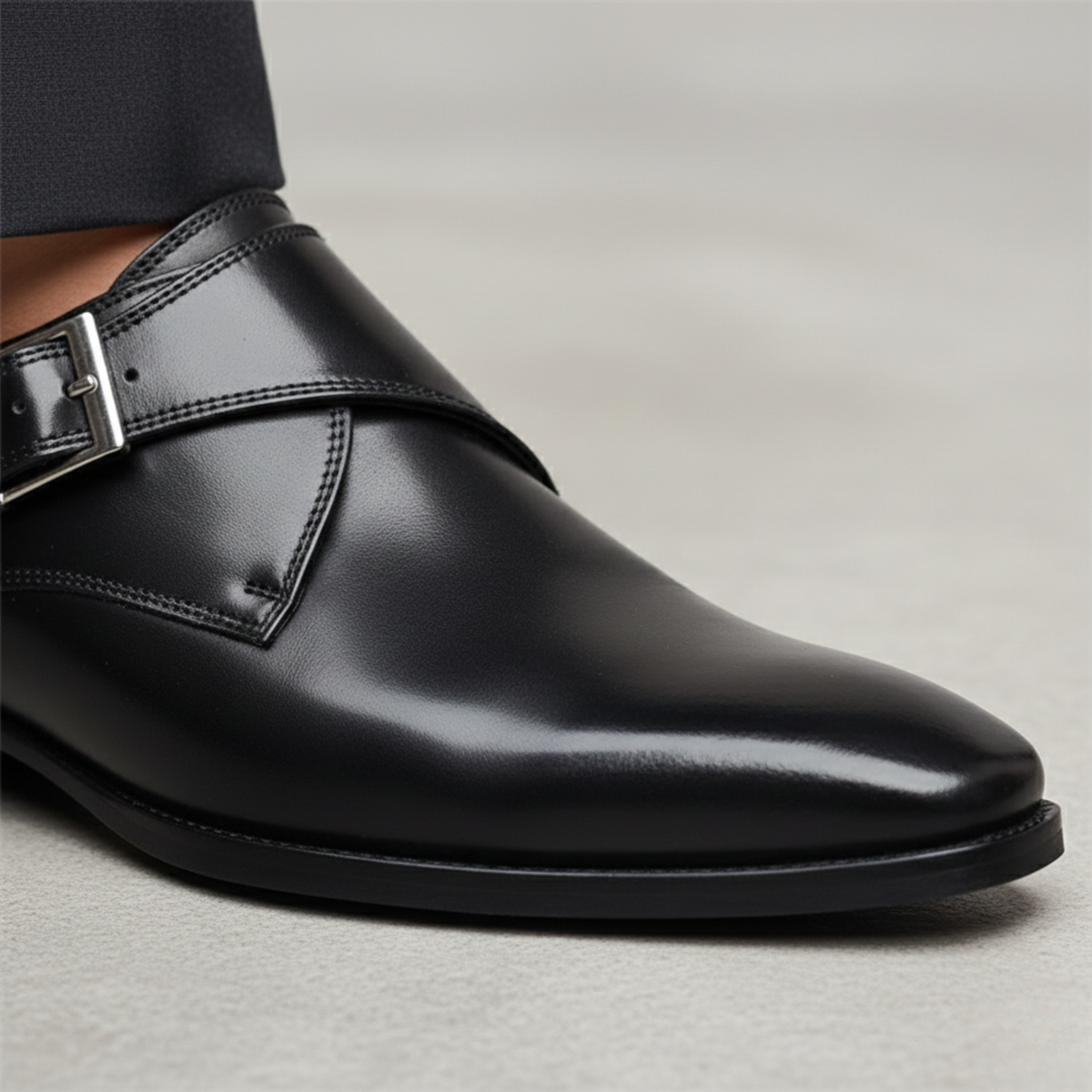 Men's Dress Shoes Single Monk Strap Classic Formal Style